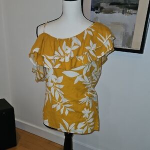 Floral Yellow and White Women's Top